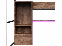 Best Cama alta de 140 x 200 cm - Cama juvenil con armario y escritorio - Negra - Sin colchón Cama Alta|Cama Infantil