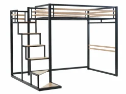 Online Cama alta de 140 x 200 cm en metal y MDF, color y natural, con colchón - JOGUI Cama Alta|Cama Infantil