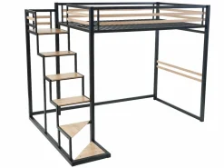 Online Cama alta de 140 x 200 cm en metal y MDF, color y natural, con colchón - JOGUI Cama Alta|Cama Infantil