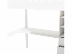 Discount Cama alta de madera de 140x200 cm - con escritorio y armario - Cama Alta