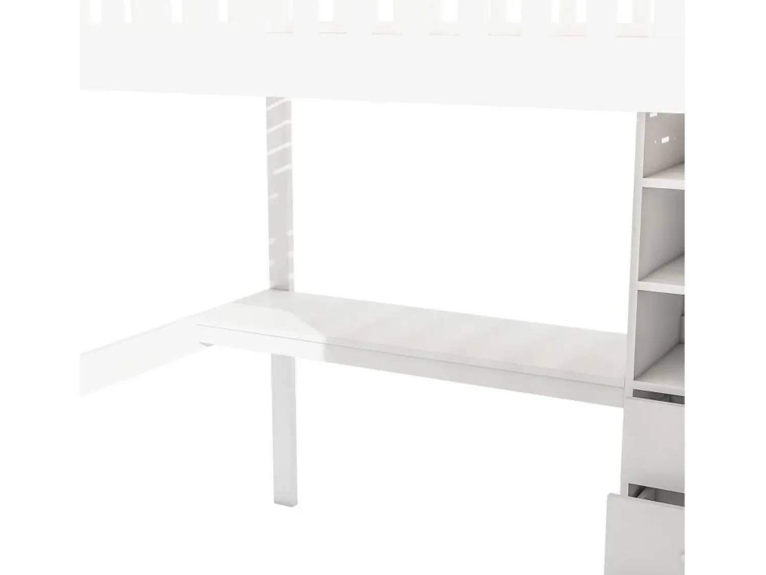 Discount Cama alta de madera de 140x200 cm - con escritorio y armario - Cama Alta