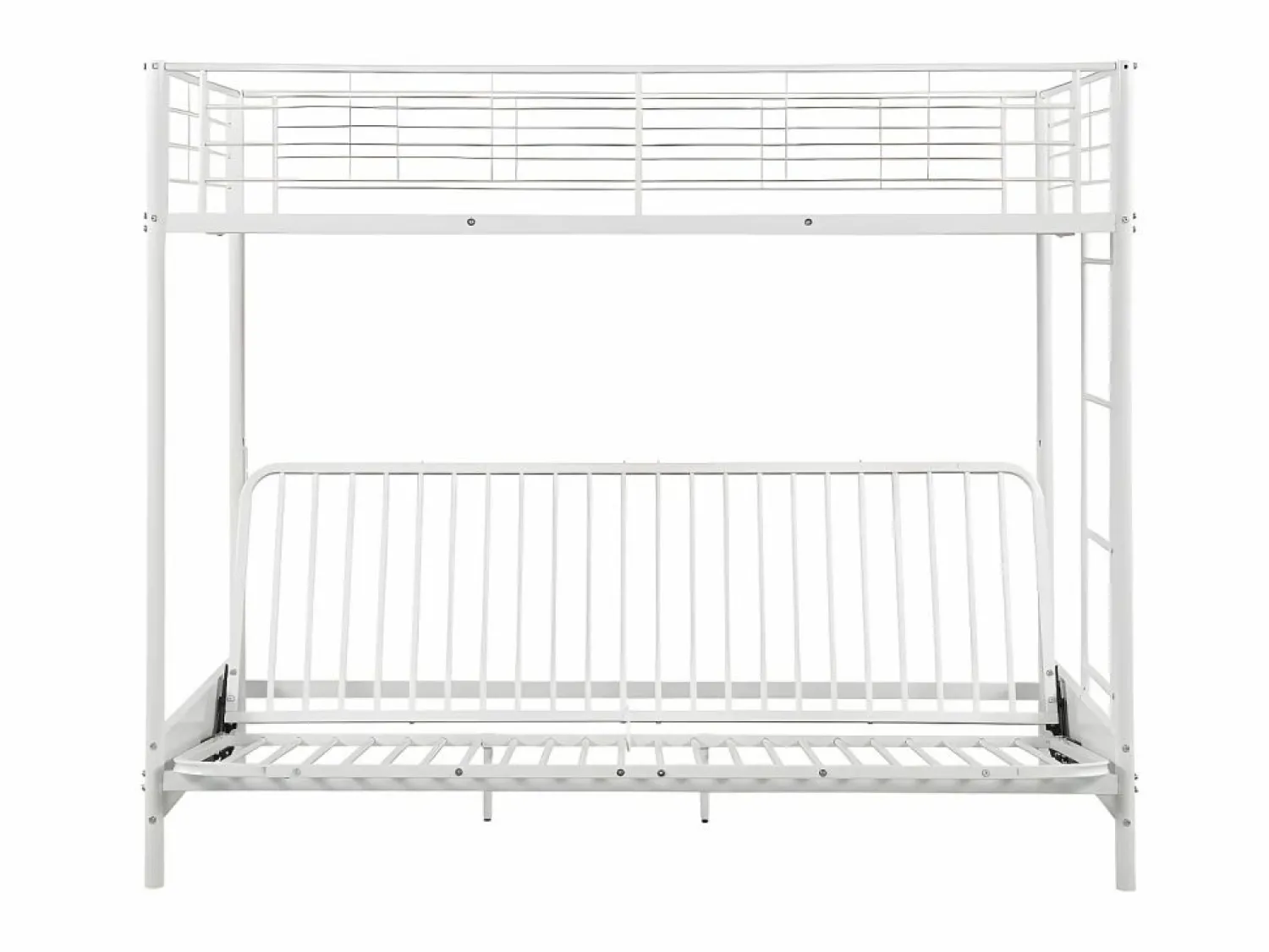 Hot Vente-unique Cama alta de metal de 90 x 190 cm con sofá convertible + futón + colchón MODULO V Blanco