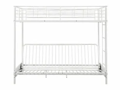 Outlet Vente-unique Cama alta de metal de 90 x 190 cm con banco convertible + futón negro MODULO V Blanco