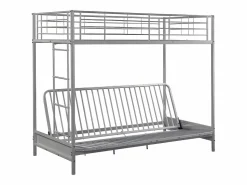 Vente-unique Cama alta de metal de 90 x 190 cm en color plata con sofá convertible MODULO V