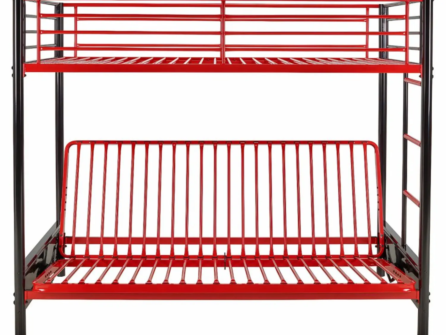 Sale Vente-unique Cama alta de metal negro y rojo de 90 x 190 cm con sofá convertible + colchón futón MODULO V Negro / Rojo