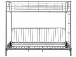 Hot Vente-unique Cama alta de metal de 90 x 190 cm con banco convertible + futón negro MODULO V Plateado
