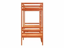 vidaxl Cama alta escritorio y asientos madera maciza marrón 90x190 cm