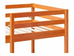 vidaxl Cama alta escritorio y asientos madera maciza marrón 90x190 cm