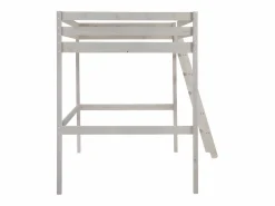 Discount Vente-unique Cama alta GEDEON - 140x190 cm - Pino macizo - Blanqueado Blanco