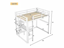Best Merax Cama alta infantil - 140 x 200 cm - con escritorio y estantería - pino - Blanco