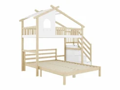 Cama alta infantil 90x200 cm, cama inferior 140x200 cm, + natural