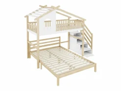 Cama alta infantil 90x200 cm, cama inferior 140x200 cm, + natural