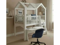 New Cama alta madera 223.8x209.4x110.3cm Blanco