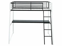 Vente-unique Cama alta MALICIA - 90x190 - escritorio + colchón integrado