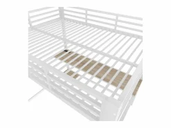 OKWISH Cama alta para adultos 140x200 cm, blanca, con luz LED y USB, escritorio - sin colchón