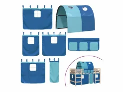 Sale Cama alta para niños con túnel madera pino 90x190 cm Cama Alta