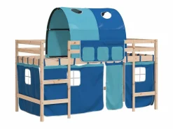 Sale Cama alta para niños con túnel madera pino 90x190 cm Cama Alta