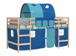 Sale Cama alta para niños con túnel madera pino 90x190 cm Cama Alta