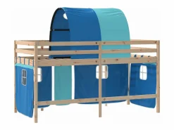 Sale Cama alta para niños con túnel madera pino 90x190 cm Cama Alta