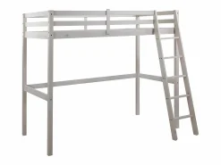 Vente-unique Cama alta 90x190 cm pino macizo color blanqueado GEDEON