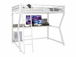 Online Cama alta 90x200cm con LED y enchufes - escritorio + escalera - Cama Alta