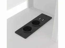 ModernLuxe Cama altillo 140×200 cm - con escritorio - con iluminación LED - con 1 cajón - con estante - (sin colchón)