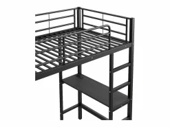 Online Cama altillo de metal 90x200 cm - con escritorio + tomas USB + barreras - Cama Alta