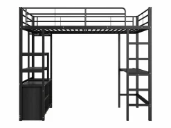 Online Cama altillo de metal 90x200 cm - con escritorio + tomas USB + barreras - Cama Alta