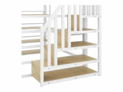 Clearance Cama altillo de metal 140x200cm - con escritorio y compartimentos de almacenamiento - con luz LED y puerto USB - MDF - ​ (colchón no incluido) Cama Alta|Cama Infantil