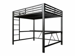 Discount Cama altillo de metal 160x200cm - con escritorio - con iluminación LED y puerto de carga USB - ​ (sin colchón) Cama Alta|Cama Infantil
