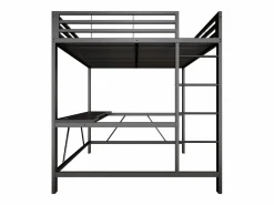 Discount Cama altillo de metal 160x200cm - con escritorio - con iluminación LED y puerto de carga USB - ​ (sin colchón) Cama Alta|Cama Infantil