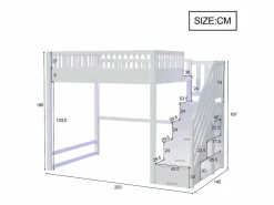 Sale Cama altillo 140x200 cm - con escalera de seguridad - con barreras de seguridad - equipado de luces LED - ​ (colchón no incluido) Cama Alta