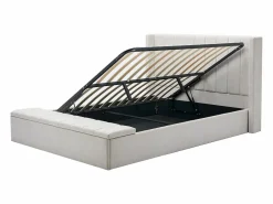 New Vente-unique Cama arcón 160 x 200 cm con banco en tela color + colchón - DOUINO Beige