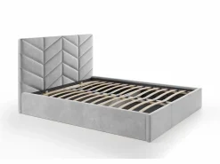 Hot Vente-unique Cama arcón king size 200 x 200 cm de tejido texturizado - JUSTANI Gris