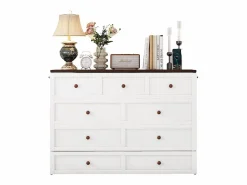 Clearance KOMHTOM Cama armario 140 x 200, con cajones al final de la cama y estantes en la cabecera, con USB y enchufes, Blanco