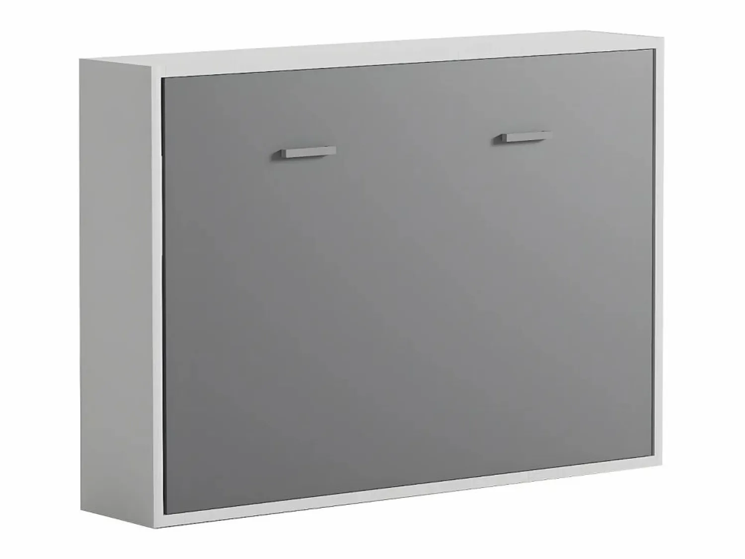 Vente-unique Cama armario abatible horizontal 140 x 200 cm gris y blanco - MALINA II