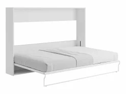 Best Cama armario abatible horizontal 140 x 200 cm gris y blanco con colchón - MALINA II Cama Abatible
