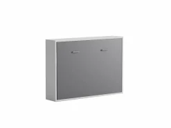 Best Cama armario abatible horizontal 140 x 200 cm gris y blanco con colchón - MALINA II Cama Abatible