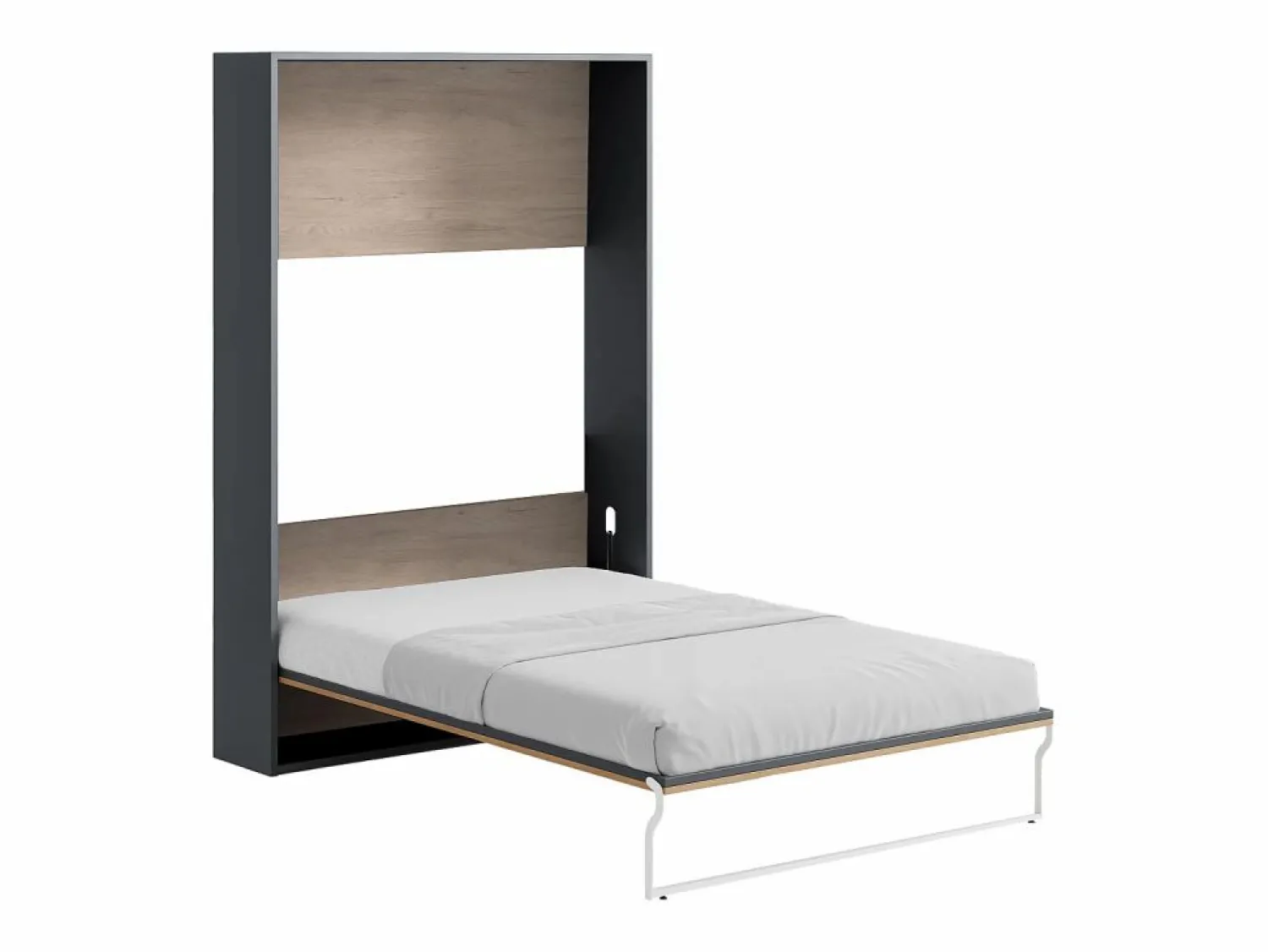 Vente-unique Cama armario abatible vertical 140 x 200 cm natural y antracita - MALINA II