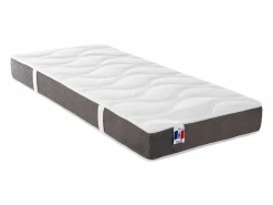 Ysmée Cama articulada eléctrica somier colchón látex 3 zonas 2 x 80 x 200 cm tela gris TIARI