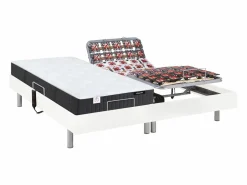 Ysmée Cama articulada eléctrica somier colchón de muelles 5 zonas 2 x 70 x 190 cm gris MANAM