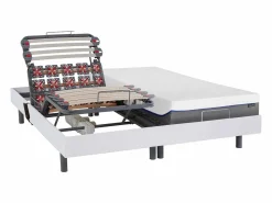 Ysmée Cama articulada eléctrica somier colchón de muelles 5 zonas 2 x 70 x 190 cm beige ANTALISA