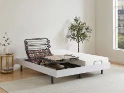 Cama articulada eléctrica colchón de espuma con memoria de forma 2 x 80 x 200 cm gris SASORA Somier Relax