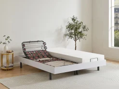 Cama articulada eléctrica colchón de espuma con memoria de forma 2 x 80 x 200 cm gris SASORA Somier Relax