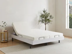 Cama articulada eléctrica colchón de espuma con memoria de forma 2 x 80 x 200 cm gris SASORA Somier Relax
