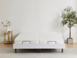 Cama articulada eléctrica colchón de espuma con memoria de forma 2 x 80 x 200 cm gris SASORA Somier Relax