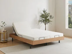 Outlet Cama articulada eléctrica somier colchón memoria de forma 2 x 80 x 200 cm beige SASORA Somier Relax