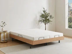 Outlet Cama articulada eléctrica somier colchón memoria de forma 2 x 80 x 200 cm beige SASORA Somier Relax