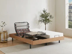 Hot Ysmée Cama articulada eléctrica somier colchón memoria de forma 2 x 90 x 200 cm beige SASORA Color natural claro