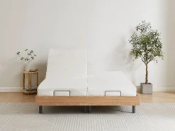 Hot Ysmée Cama articulada eléctrica somier colchón memoria de forma 2 x 90 x 200 cm beige SASORA Color natural claro